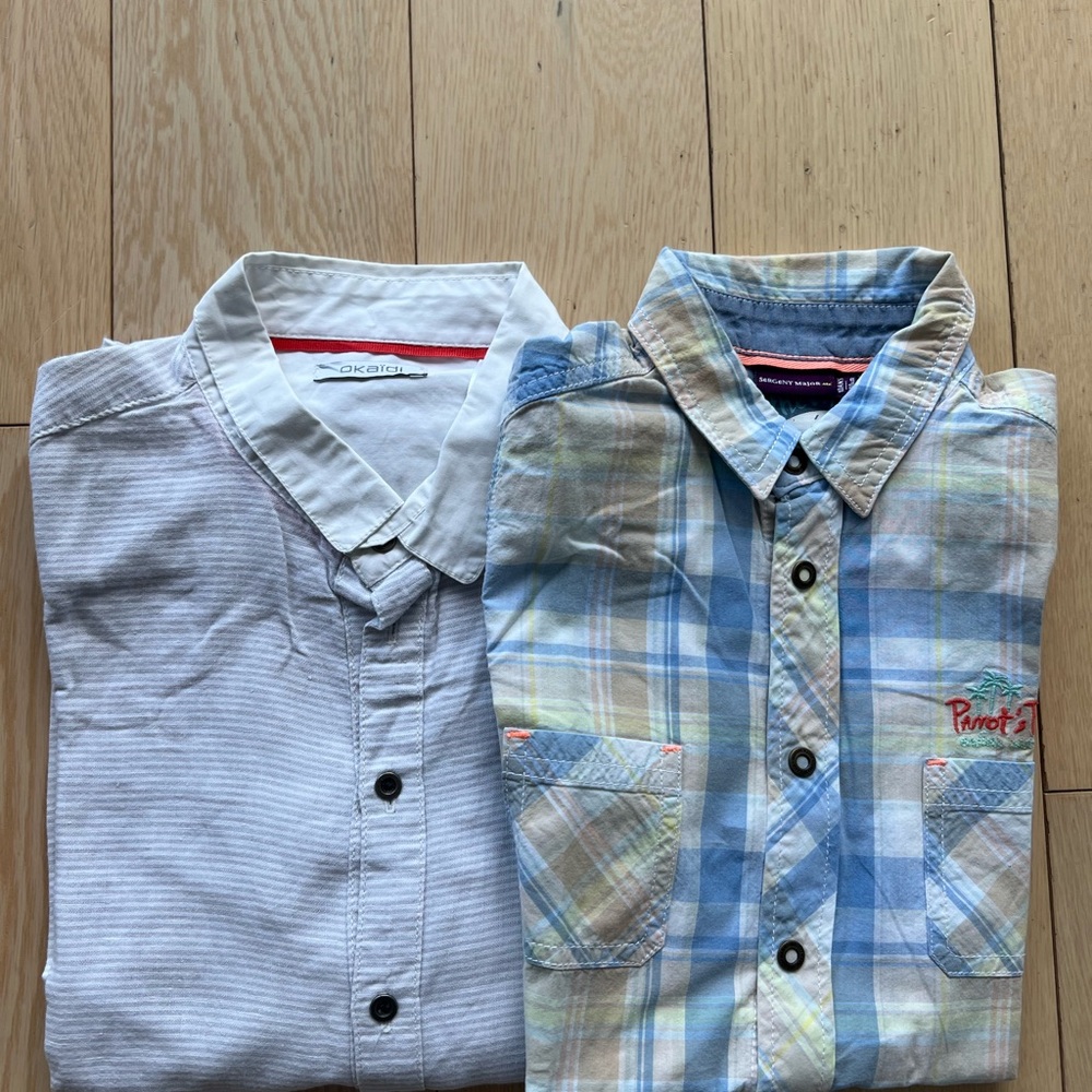 Bundle of 2 Striped and Plaid Button-Up Shirts for boys 10Y